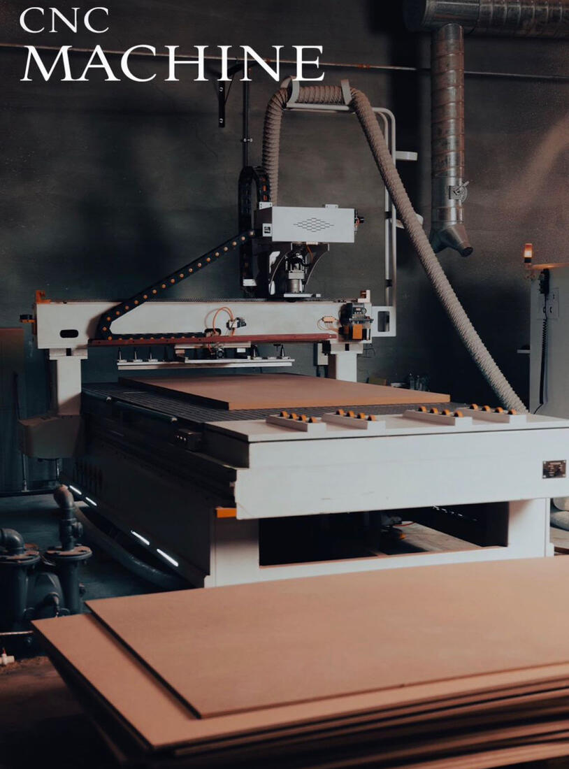 CNC machine cutting wood panels