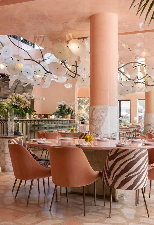 Flamingo Room restaurant interior in Diriyah, fitted out by Miatec